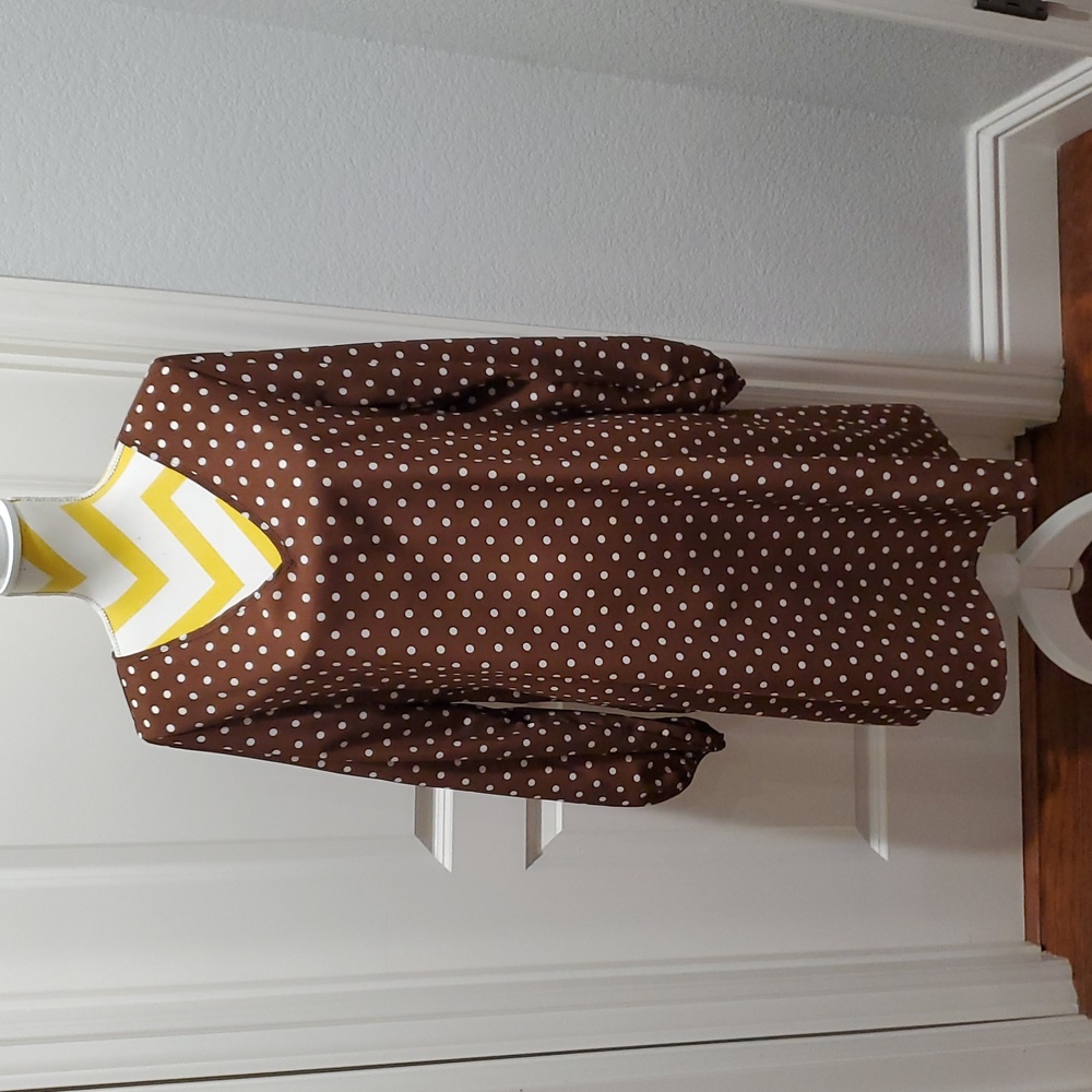 NEW WITHOUT TAGS EMERYROSE Tunic midi dress, Brown and White Polkadots , Large